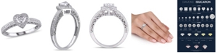 Macy's Certified Diamond (1/2 ct. t.w.) Heart-Shape Halo Engagement Ring in 14k White Gold